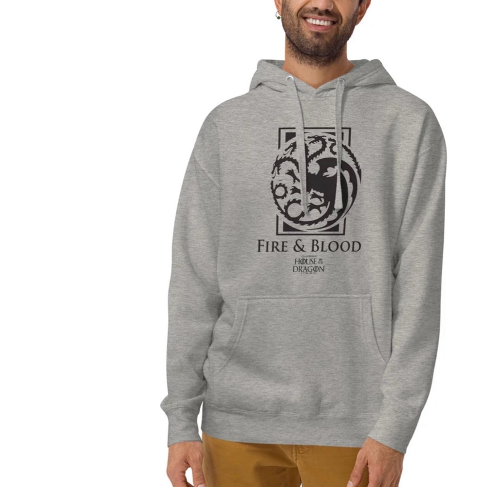 Men's Gray Hoodie with Graphic “House of the Dragon” Print